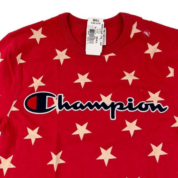 NWT Champion Men’s Red Cotton Heritage T-Shirt US S Star Align Tee | $55 - Picture 4 of 5
